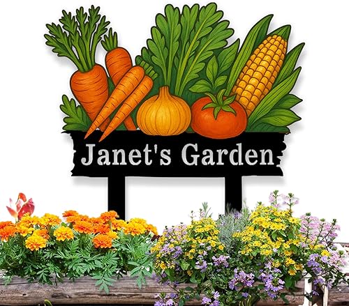 Miniatura 14 de Letreros de jardín personalizados con estaca, decoración de jardín de verduras para exteriores, arte de patio de metal, decoraciones de patio,