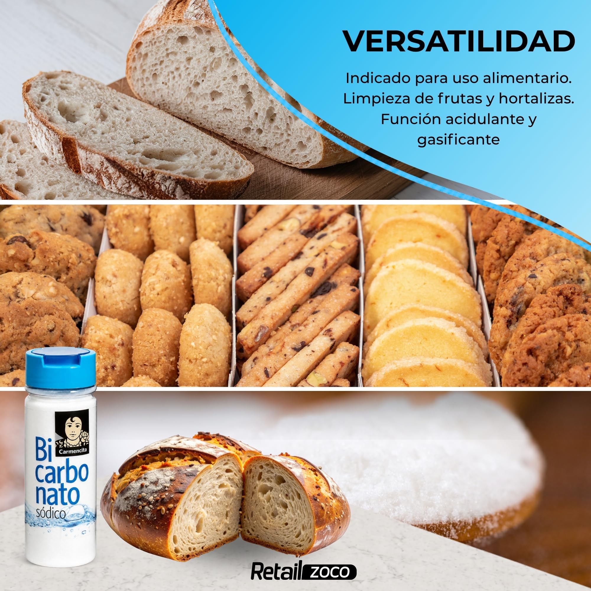 Bicarbonato de sodio alimenticio 200 g x 2 unidades