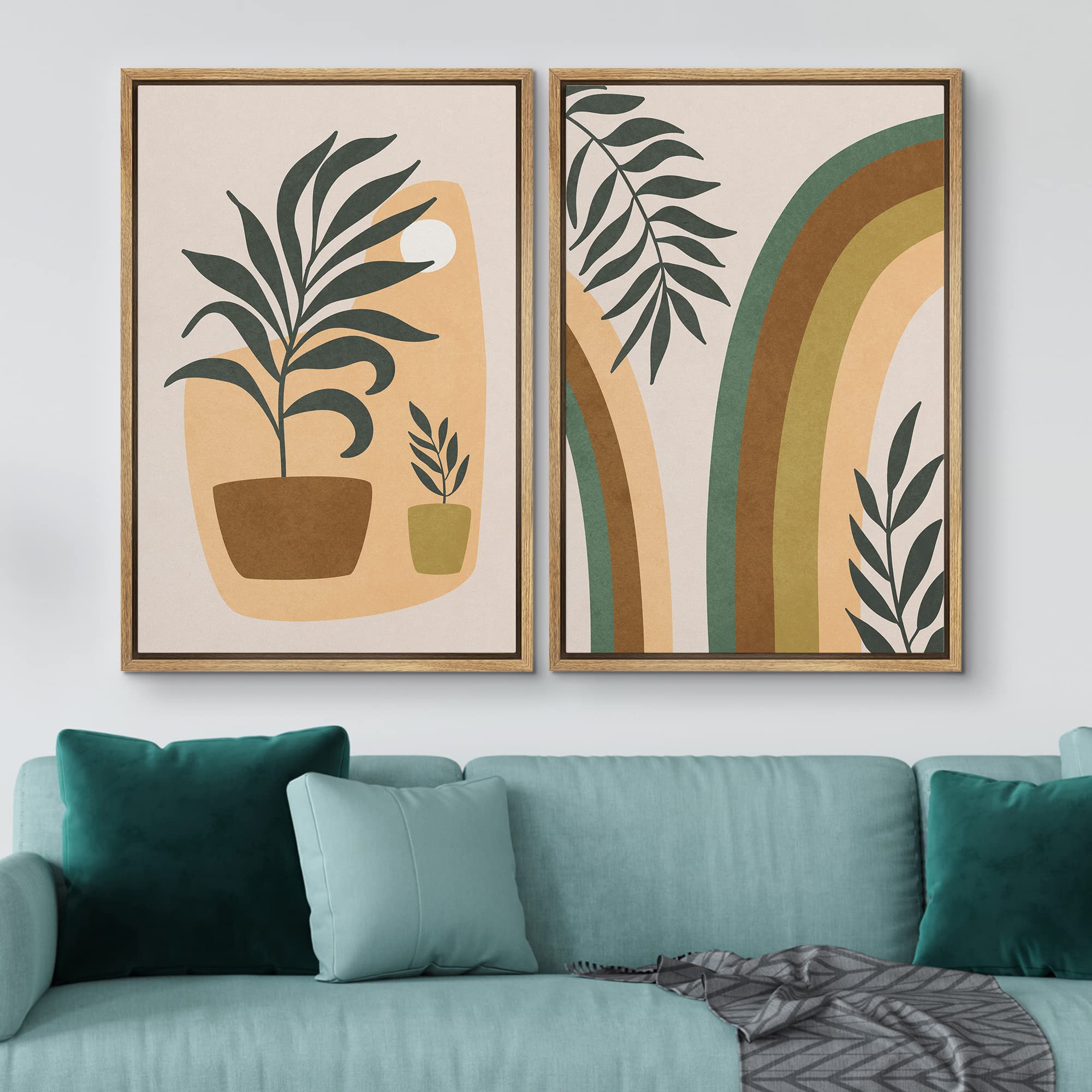 キャンバス　インテリア Amazon.com: IDEA4WALL Framed Canvas Print Wall Art Set Mid-Century