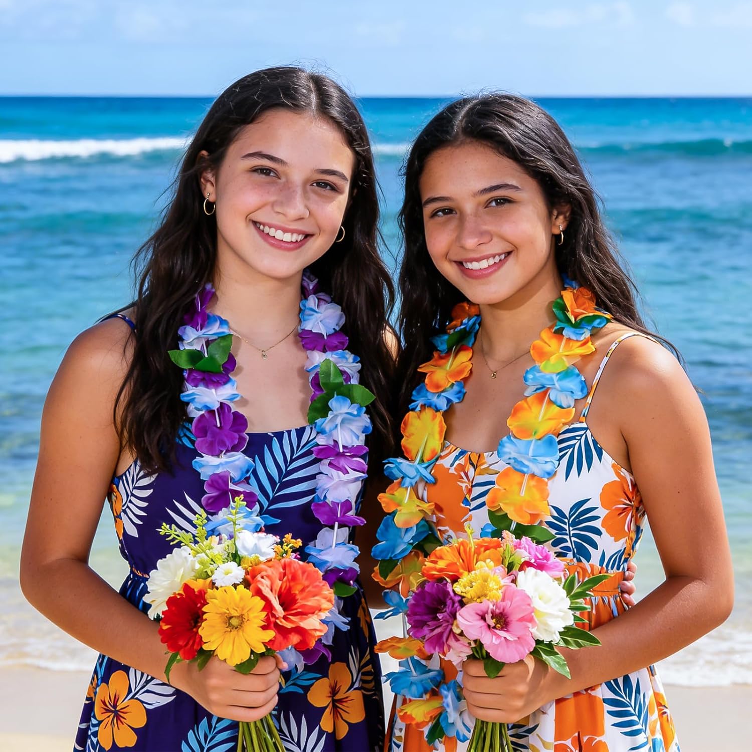 Atonofun 120 Counts Hawaiian Leis Bulk, Hawaiian Leis Flower for Luau Theme Party Decorations Colorful Tropical Flower Necklace for Kids Adults Hawaii Beach Luau Party Favors Supplies