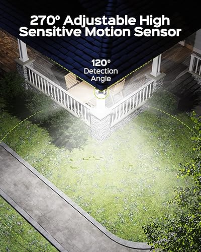 Miniatura 3 de JACKYLED Luces solares de inundación con sensor de movimiento, paquete de 6, 108 luces LED para exteriores con control remoto, luces solares