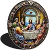 Yiruhe Last Supper Vintage Metal Wall Art – 8x8 Inch Round Aluminum Religious Decor for Home, Church (2487)
