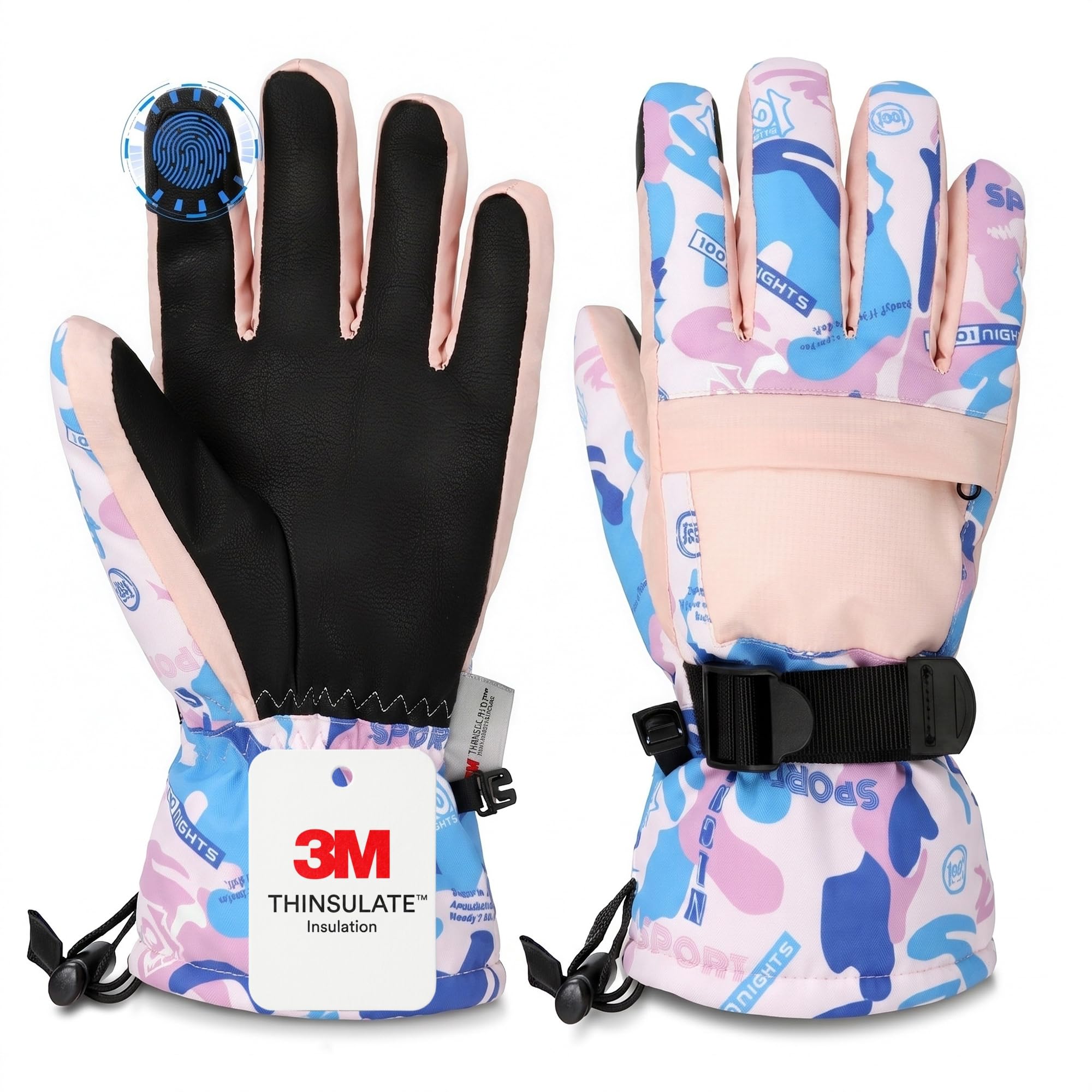 Ski Gloves,Snow Gloves Waterproof Winter Warm Cold Weather Touchscreen Gloves for Parent&amp; Child Kids Skiing,Snowboarding