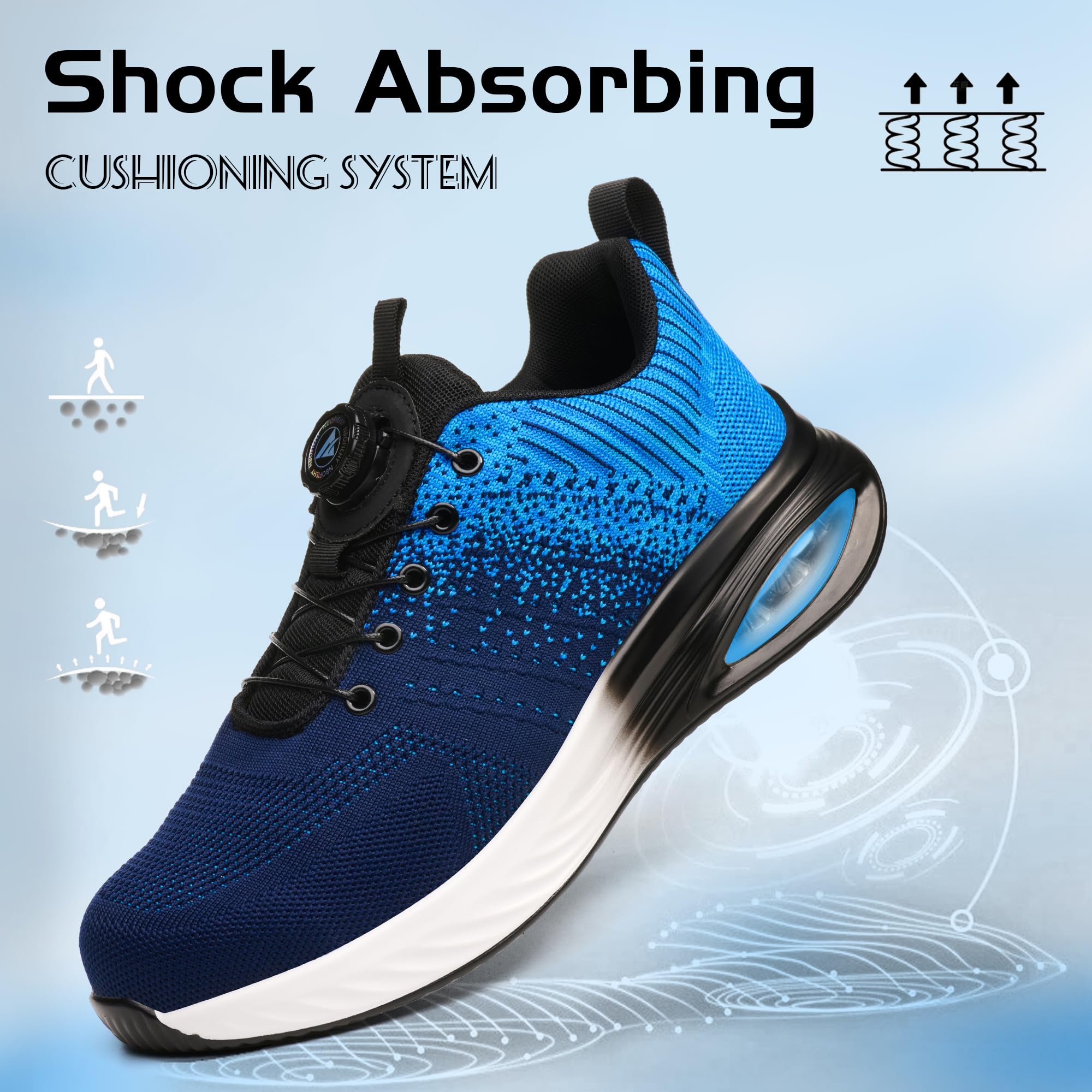 Zapatos de Seguridad Hombre Mujer Ligero Zapatillas de Trabajo Antideslizante Transpirable Zapatillas de Seguridad con Puntera de Acero Comodo