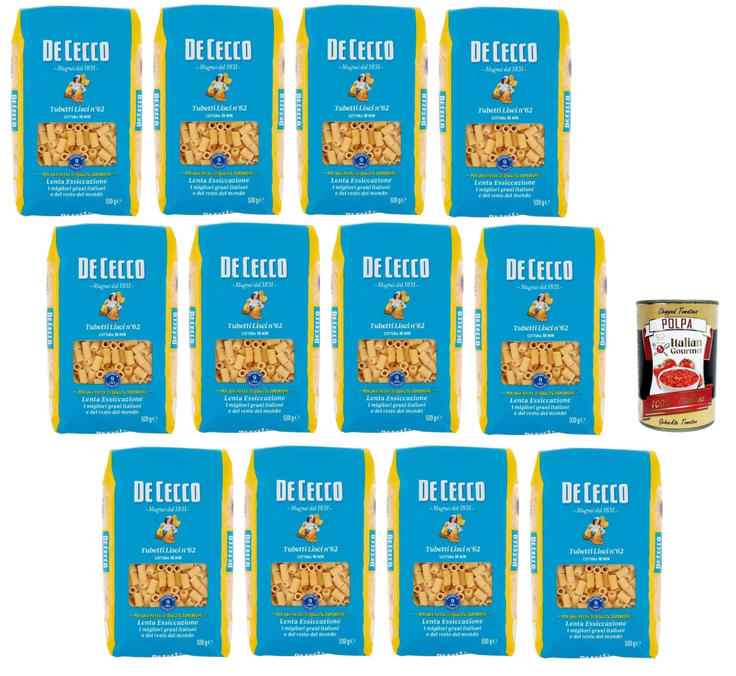 Italian Gourmet Tubetti Lisci N°62 12 x 500g + Polpa offerte
