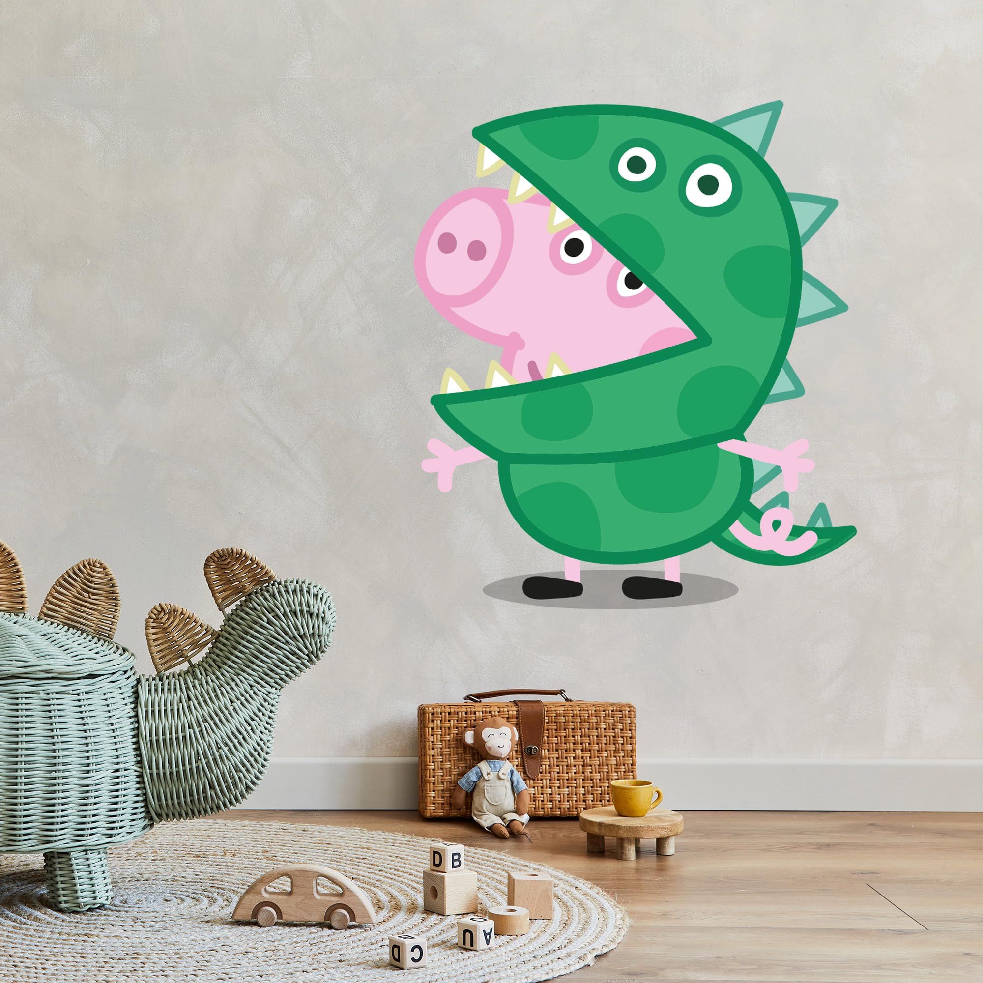 Peppa Pig Wall Sticker - George in Dinosaur Suit Wall Decal Kids Art (60cm Height x 50cm Width)