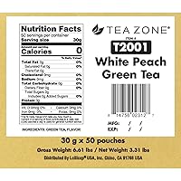 Vista 2 de Tea Zone Té verde melocotón blanco clásico de 1 oz, 50