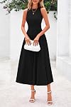 PRETTYGARDEN Spring Casual Dresses for Women 2026 Summer Business Work Midi Sleeveless A Line Pleated Cocktail Dress