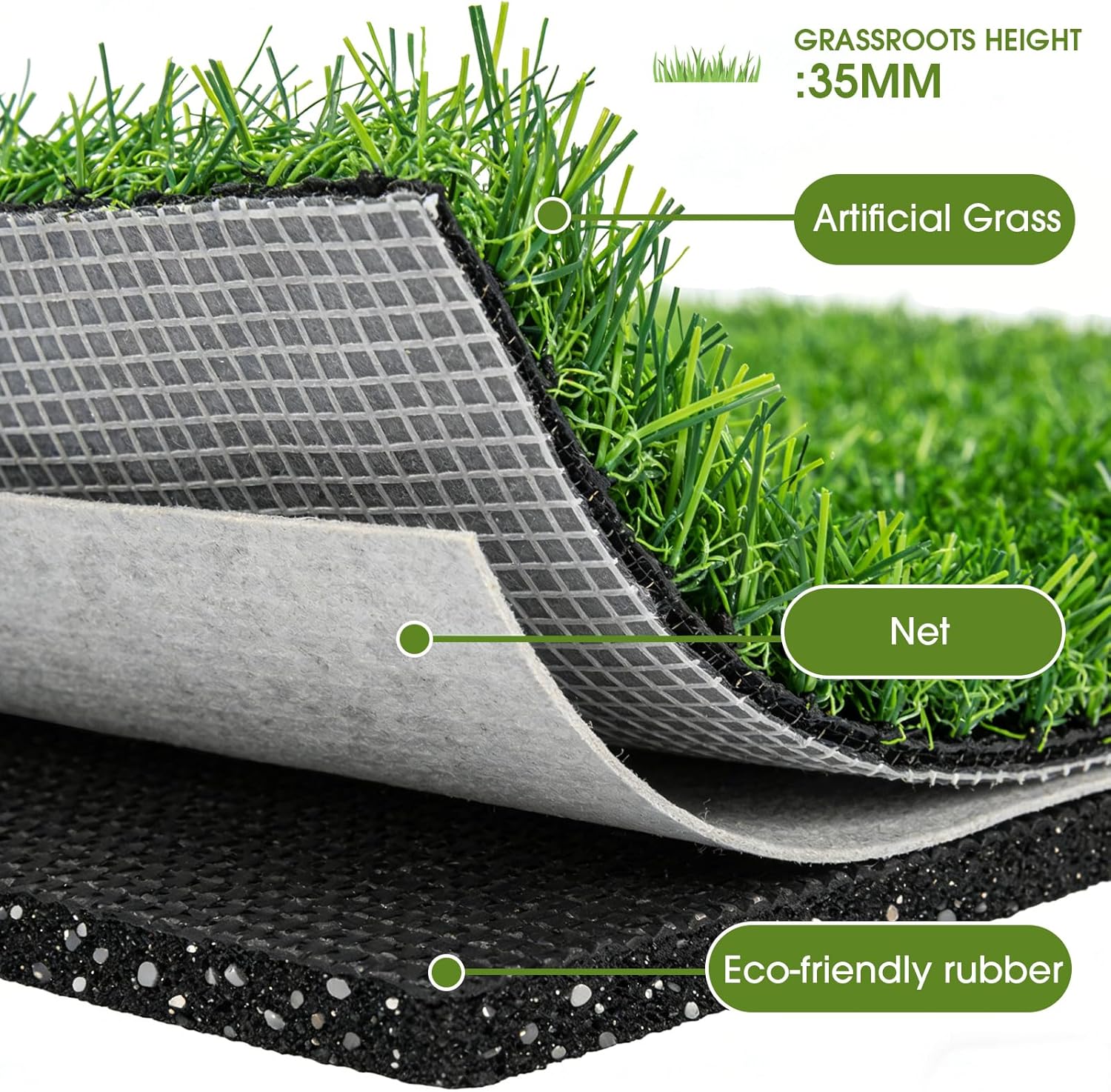 Artificial Grass Turf Grass for Dogs & Outdoor Use, Realistic Fake Lawn Grass for Patio, Garden, Balcony, Durable Turf for Indoor Outdoor Mats (47.3 x 31.5 in)
