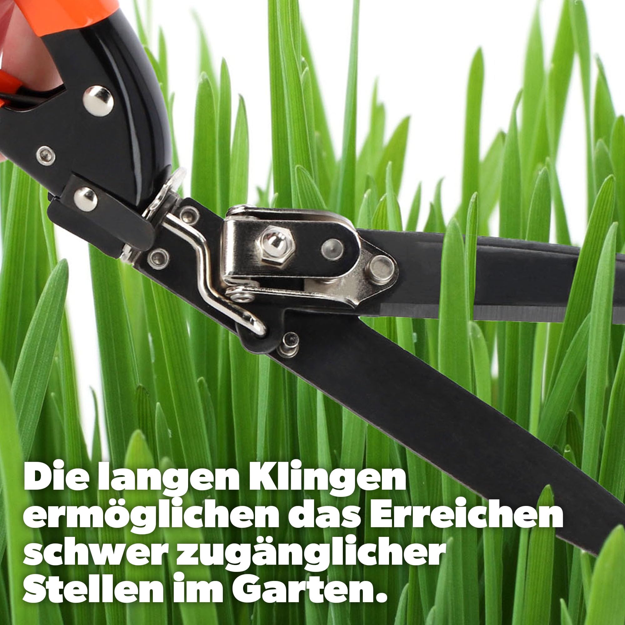 KADAX Grasschere, Rasenschere, Stahl-Klingen, Kunststoff-Griff, Länge: 33 cm, antihaftbeschichtet, drehbare Handgrasschere, hochwertige Schere, handliche Rasenkantenschere