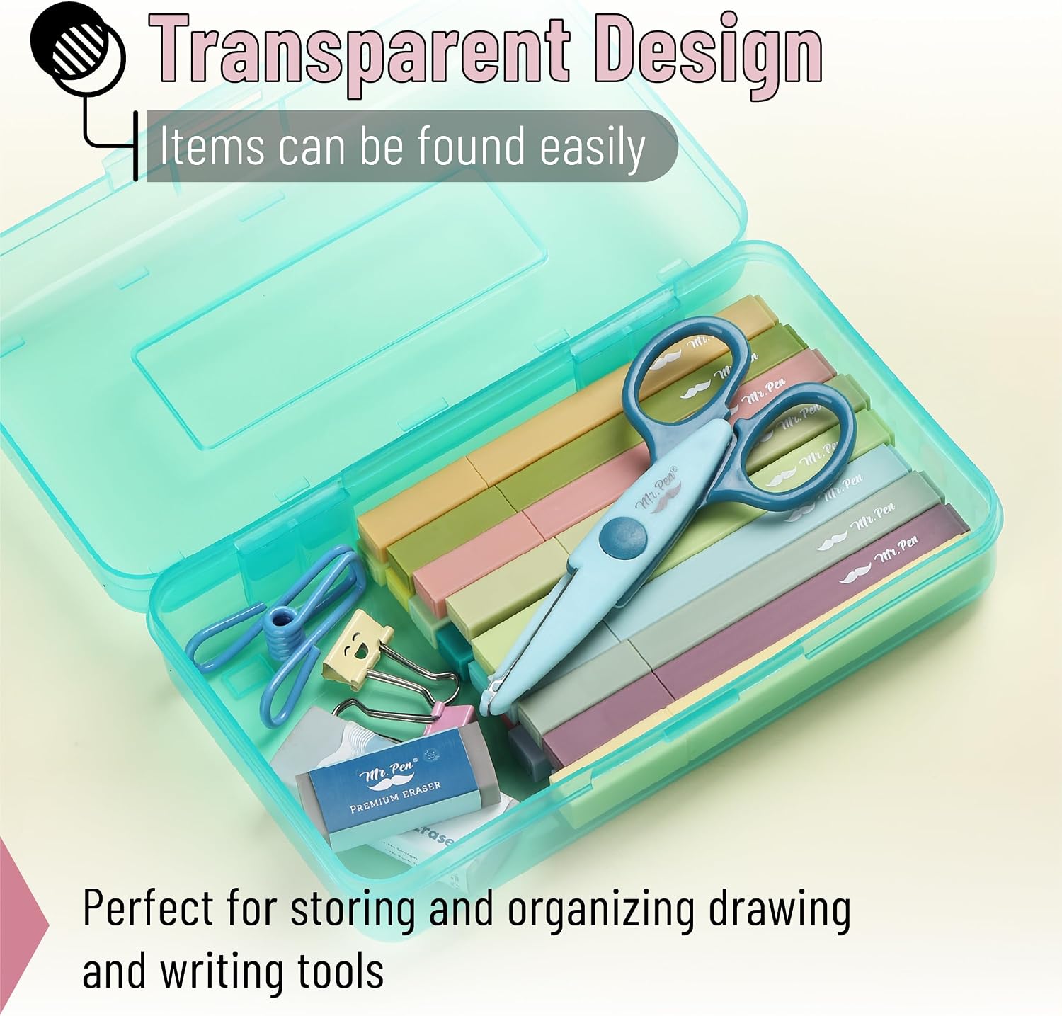 Mr. Pen- Plastic Pencil Case Box, 2 Pack, Large Crayon Marker Pen Organizer image 5