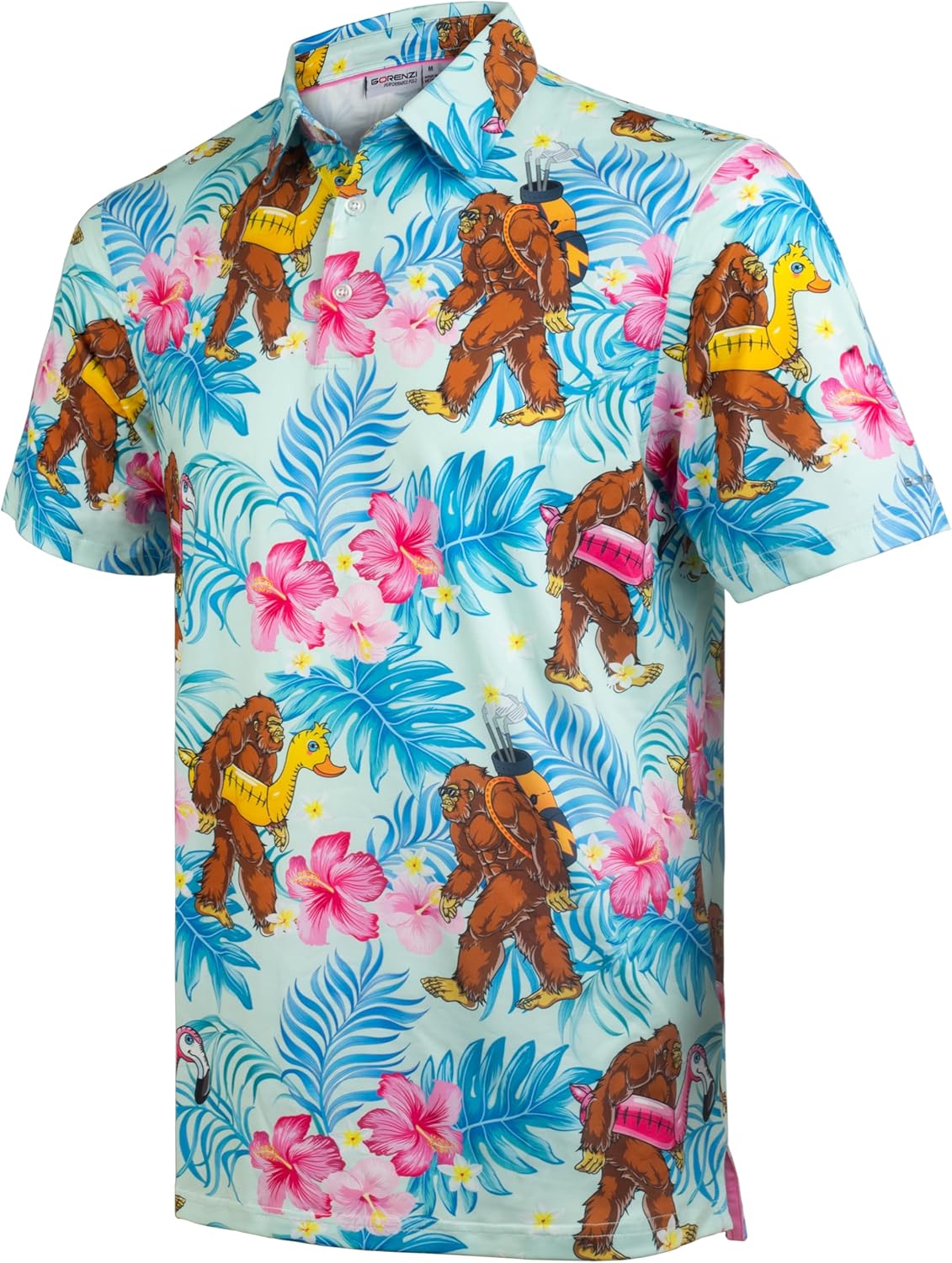 Men's Golf Shirts Short Sleeve Moisture Wicking Print Patterns Collared Performance Polo Golf Shirts for Men Dry Fit