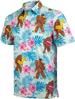 Men's Golf Shirts Short Sleeve Moisture Wicking Print Patterns Collared Performance Polo Golf Shirts for Men Dry Fit