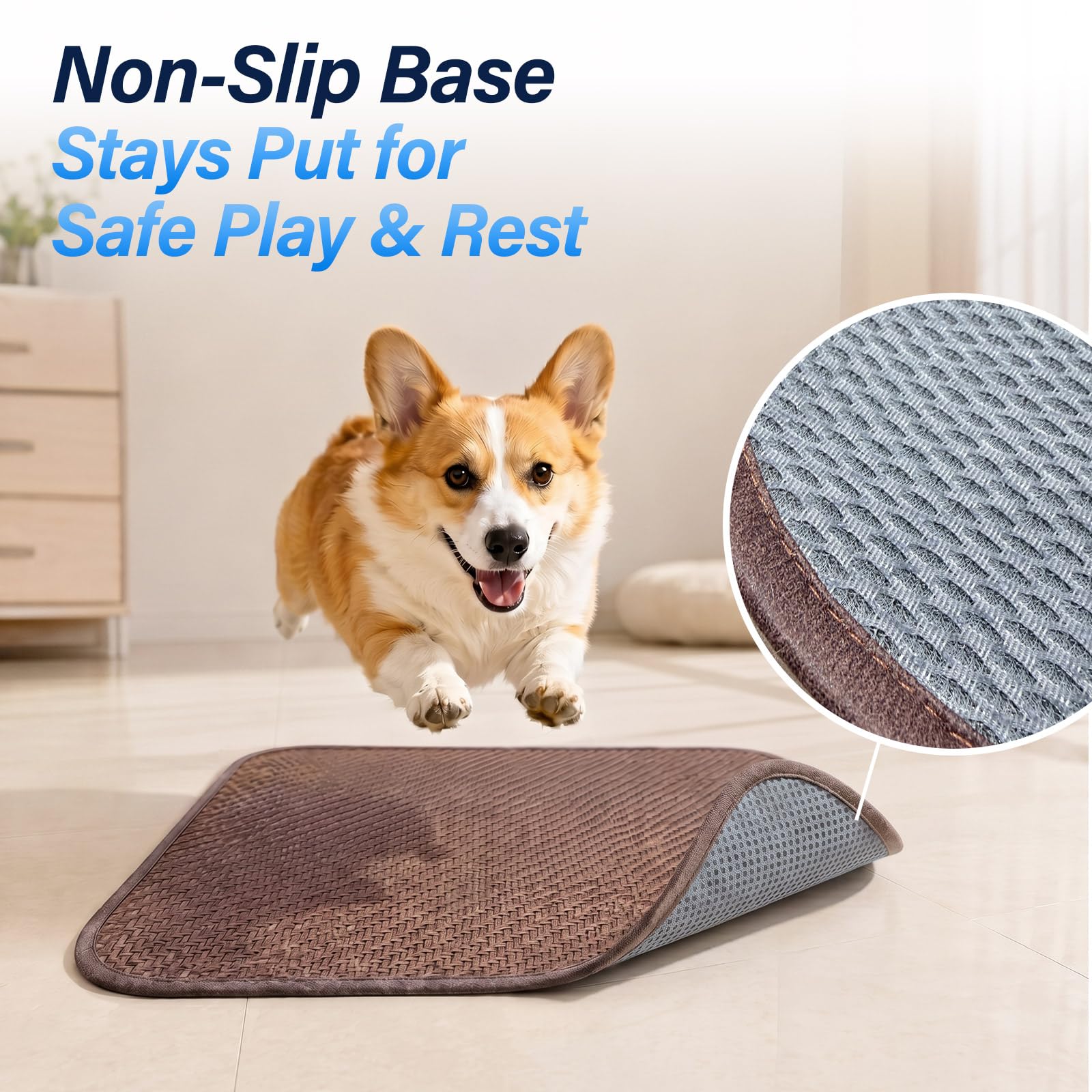 Alfombrilla de refrigeración para perros grandes, 36 x 46 pulgadas, almohadilla de refrigeración transpirable tejida de polietileno, fresca al tacto y resistente a las mordidas, parte inferior
