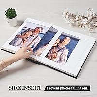 Vista 3 de Álbum de fotos Pssoss 8x10 con espacio para escribir, cubierta de lino, álbum de fotos de 8x10, libro de fotos que contiene 30 fotos, ideal para Azul