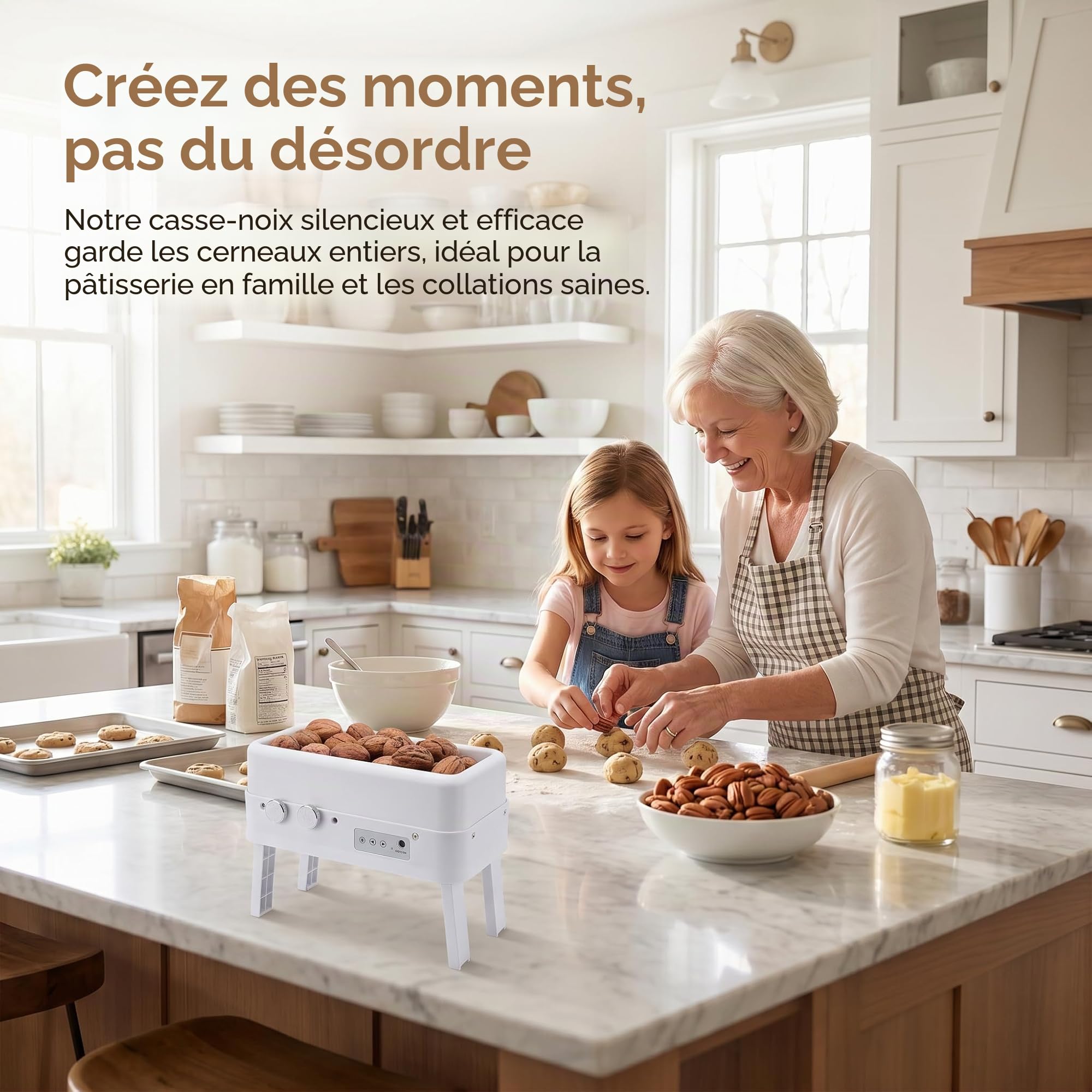 Casse Noix Electrique Casse Noisette électrique automatique robuste pour décortiquer les amandes, les noix de pécan, les noisettes et les noix noires - Pour toutes les noix