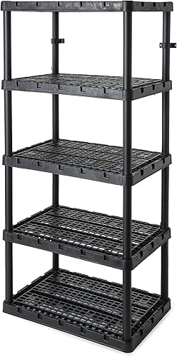 Miniatura 6 de Gracious Living Knect-A-Shelf - Paquete de 2 estantes XL de almacenamiento ventilados con 5 estantes para organización del hogar, color negro
