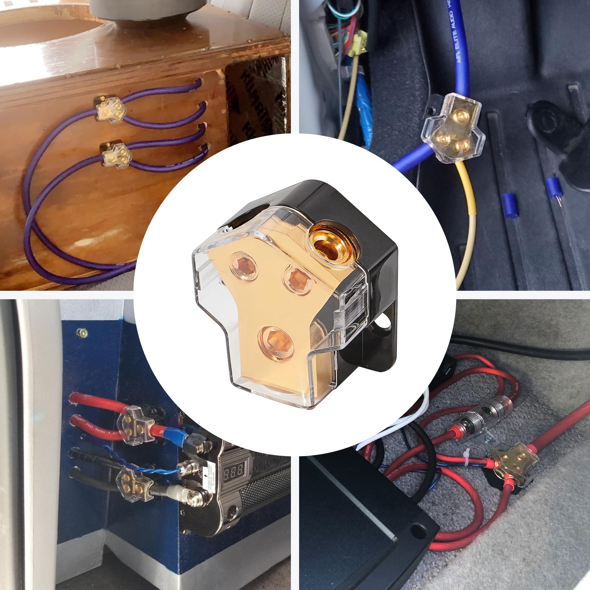 RED WOLF 2-Way Distribution Block Power Distribution Block For Car Boat Audio Stereo Amplifier Power Distribution Block 1 In 2 Out Block Splitter