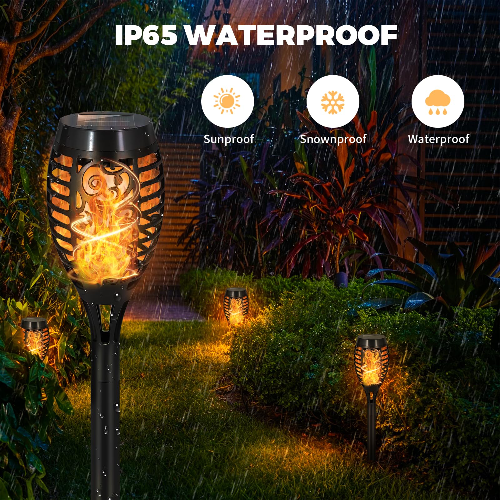 Condition photo showing New/Like New for solar torch flame outdoor lights, flickering flame led – waterproof solar garden lights for patio, yard, pathway, landscape & backyard décor (warm white-8 pack)