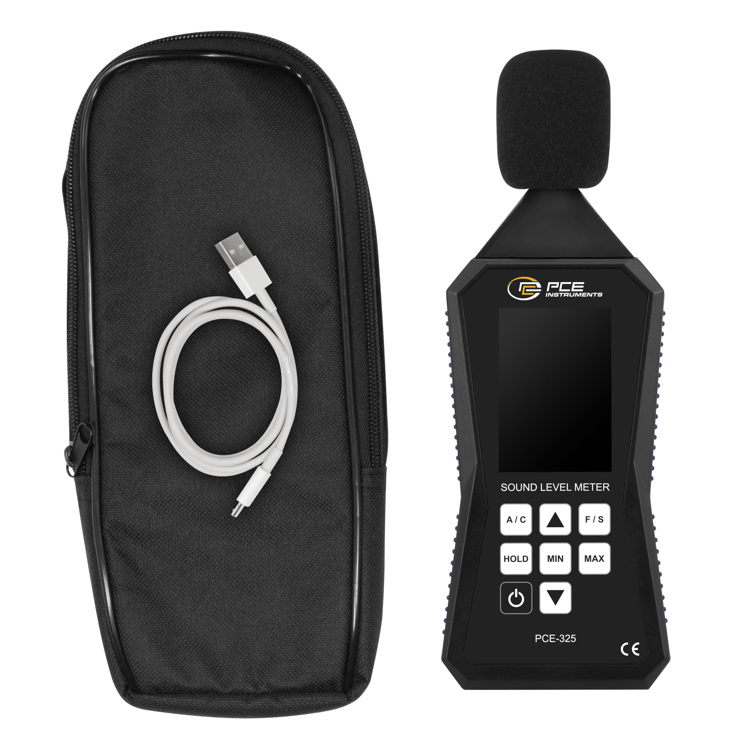 Decibelímetro Digital PCE-325 para Medir Nivel de Presión Sonora, Rango de 30-130 dB, Pantalla LCD de 2,8", Funciones Hold, Min y Max | PCE Instruments