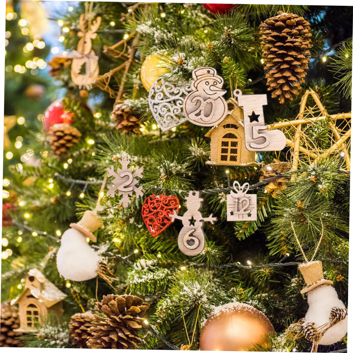 MAGICLULU 24pièces Calendrier De Bois Pendentifs Décoration Suspendue Pratique pour Placard Et Accueil Invités