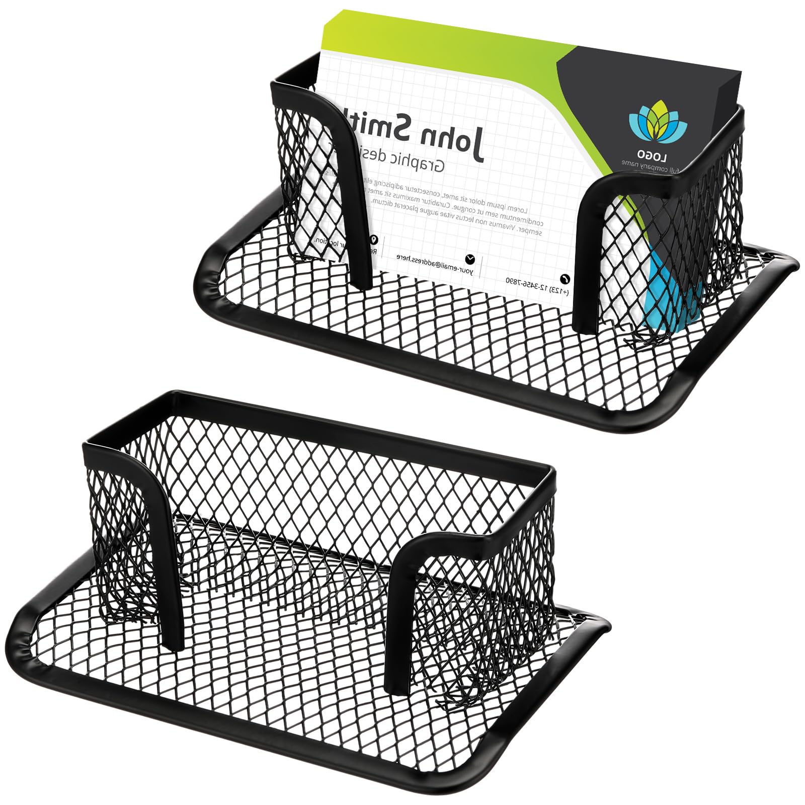 Amazon.com : Geelin 2 Pack Black Business Card Holder Metal Mesh Rolodex  Card Holder Credit Name Cards Case Office Collection Organizers Desk  Storage Stand Index Cards Display for Office School Supplies :