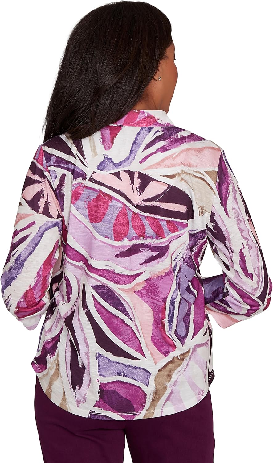 Abstract Floral Button Front Top - Image 2