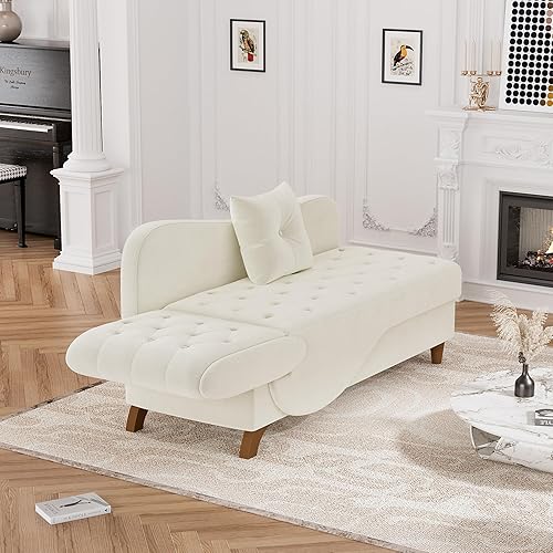 Miniatura 4 de Tumbona reclinable ajustable para interiores con almacenamiento, sofá cama, sillón con almohada, futón de terciopelo 3 en 1, sofá cama para sala de