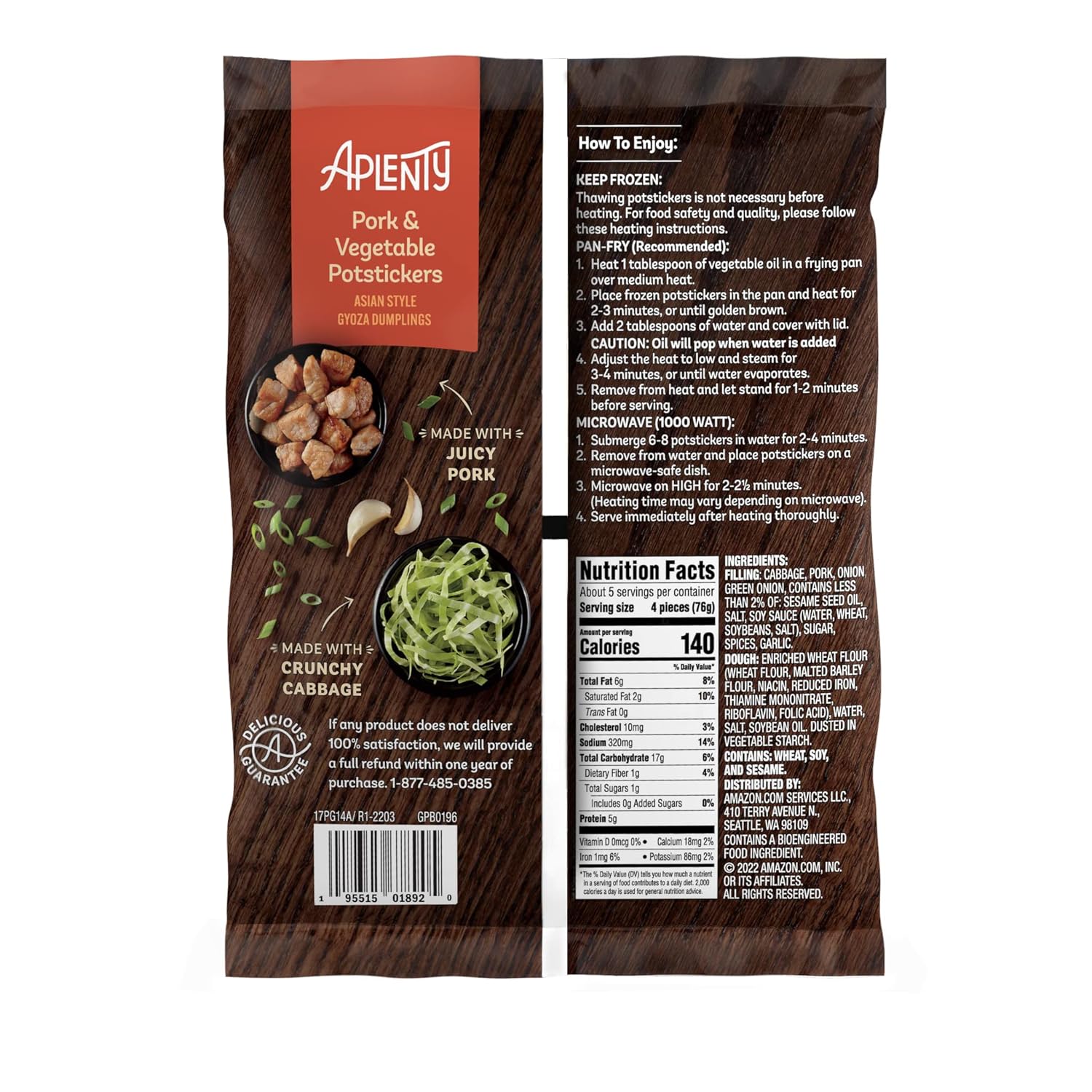 Aplenty, Pork & Vegetable Potstickers, 14 Oz
