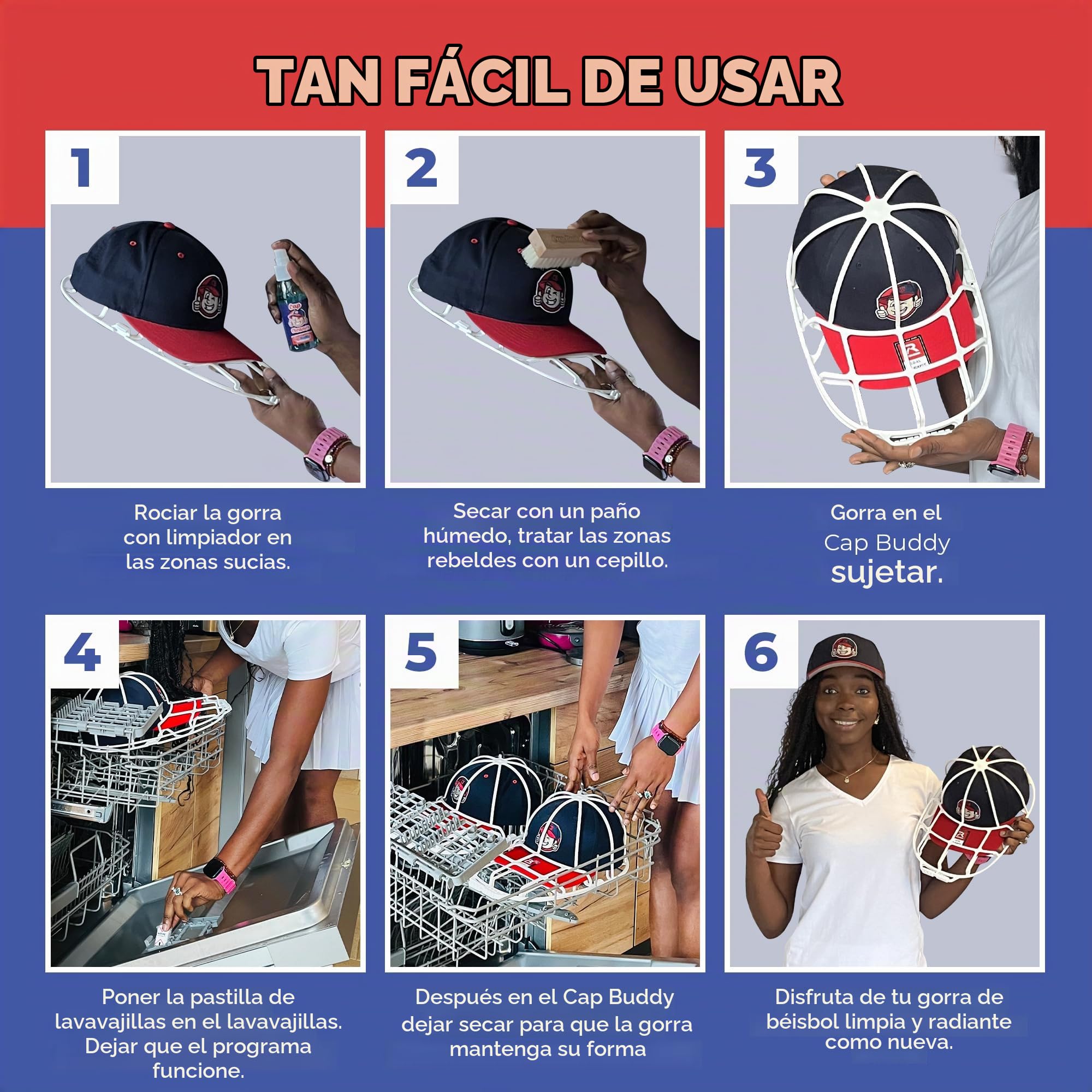 Set de Limpieza de Gorras Limpiar Todas Tus Gorras de béisbol, independientemente de si Tienen la Visera Recta o Curva. Spray orgánico, Cepillo y paño