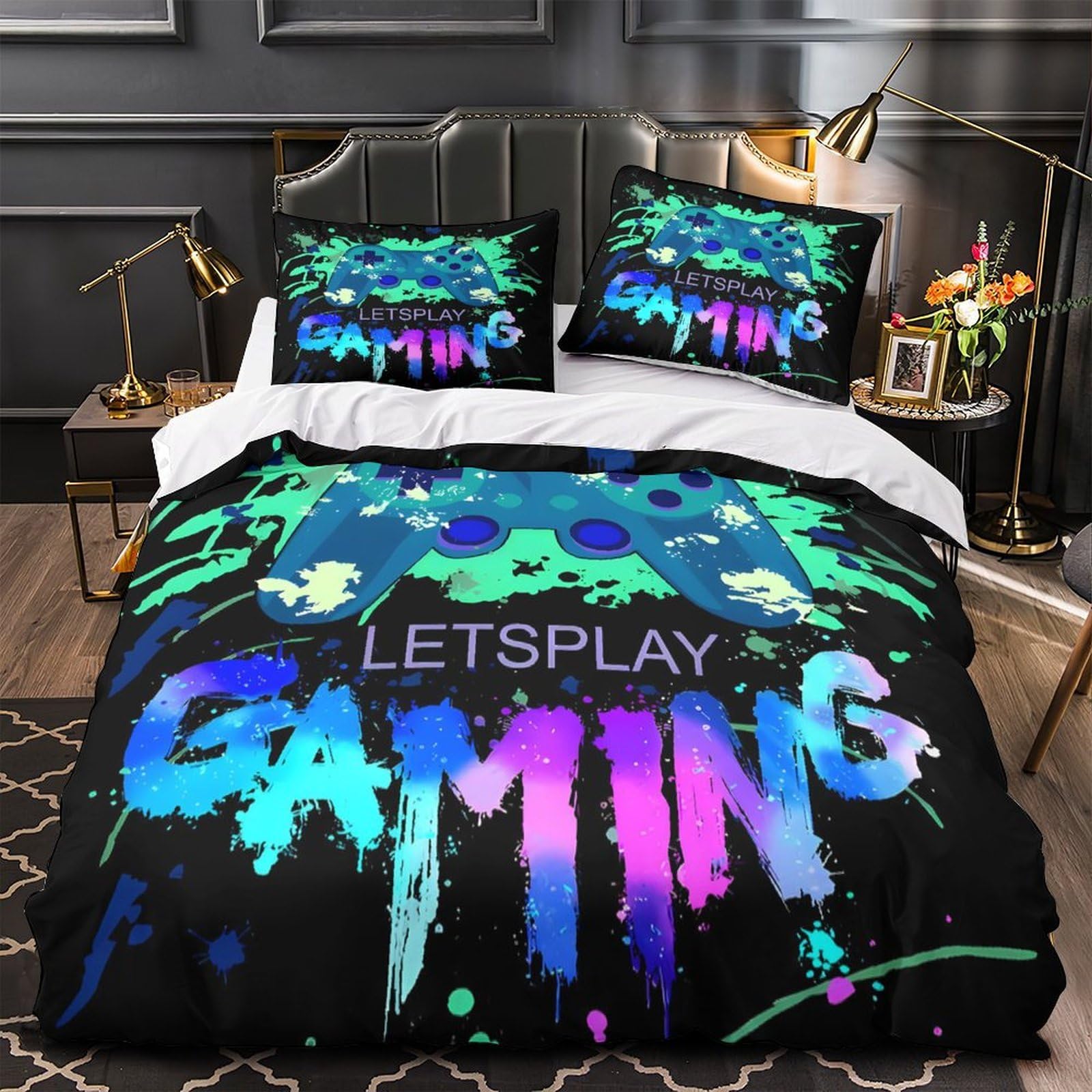 Parure de lit de jeu imprimé 3D pour relooker une chambre d'ado gamer avec une couette douce