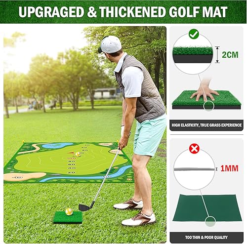 Miniatura 4 de Juego de astillado de golf, tapete de entrenamiento de golf para adultos, familia, niños, interiores y exteriores, juguetes de patio trasero