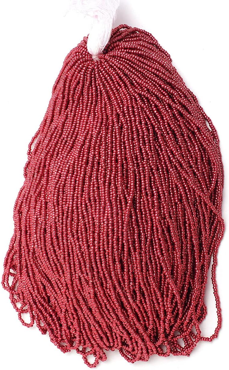 Czech Glass Seed Beads 10/0 (2.3mm Diameter) Metallic Red Strung DIY Jewelry Making Beads - 500g Bulk Bag by Preciosa (Jablonex)