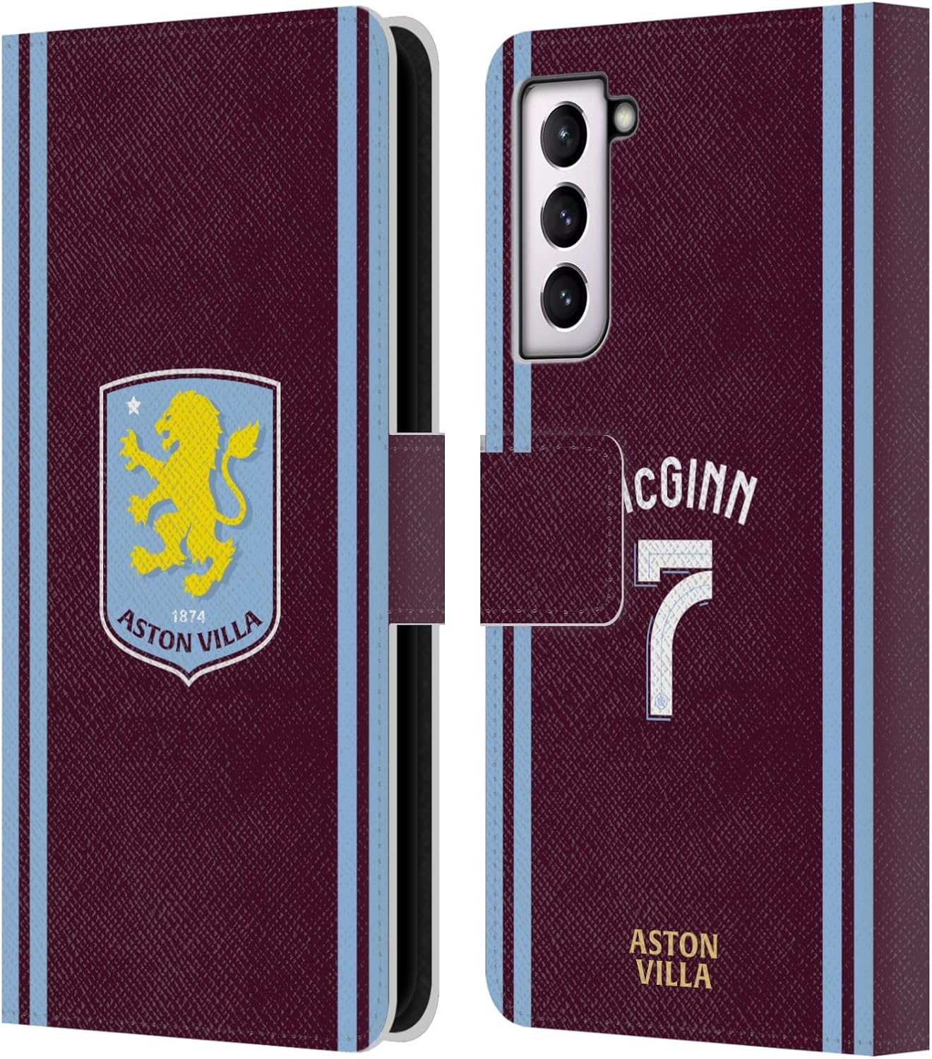 Head Case Designs Officially Licensed Aston Villa Football Club John McGinn 2024/25 Crest Player Kit Leather Book Wallet Case Cover Compatible with Samsung Galaxy S21 5G