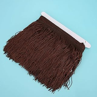 Elegante renda leve e elegante macramê latino acabamento de franja 14 cm / 5,5 polegadas artesanato longo para bricolage vestido latino palco roupas cortina samba dança (marrom escuro)