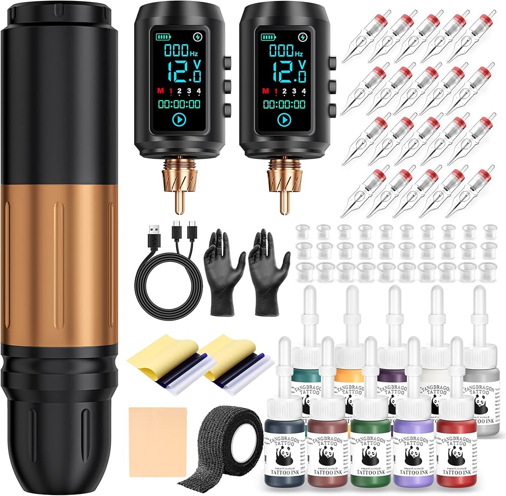 Wireless　tattoo machine set　刺青 Amazon | プロのタトゥーマシン ワイヤレスタトゥーマシン セット