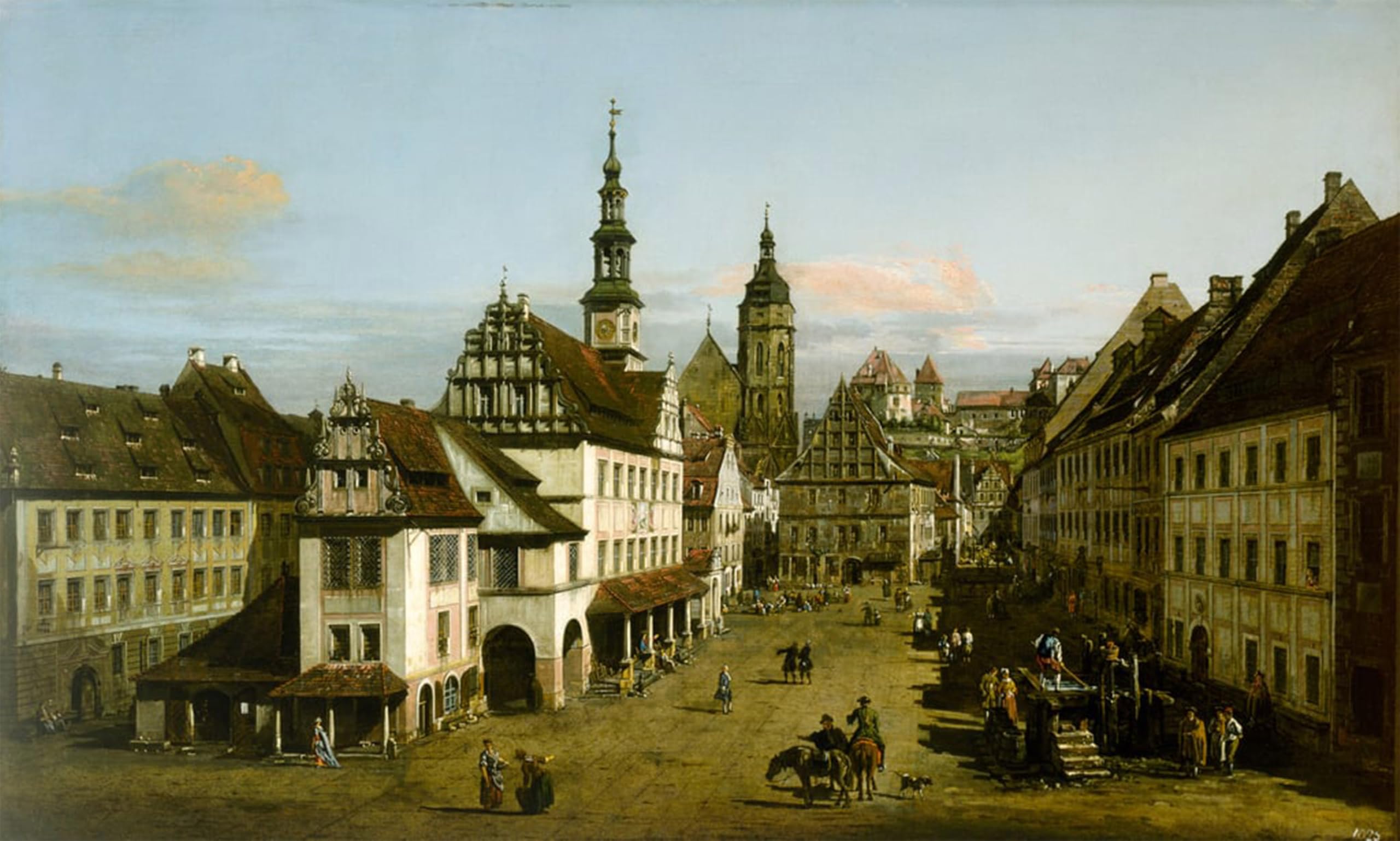 SERENDIPITP Aesthetic Poster Photo Wall Print Retro Picture the Marketplace At Pirna by Bernardo Bellotto Modern Wall Artwork for Home Decor 60x90cm