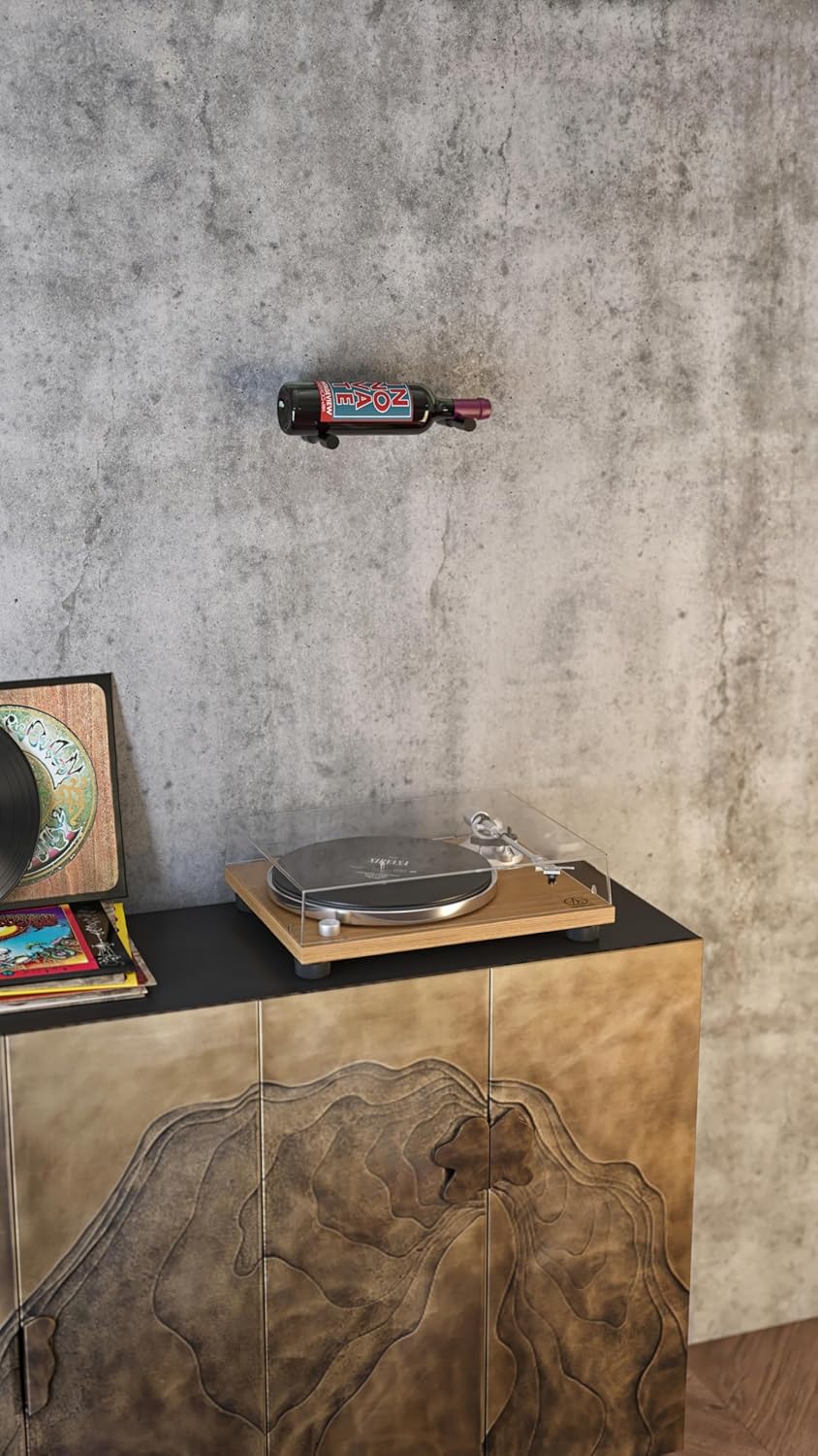 VintageView Vino Pins – Metal Wall Mounted Wine Bottle Rack for Wood Surfaces - Stylish Modern Wine Storage with Label Forward (Golden Bronze, 1 Bottle)