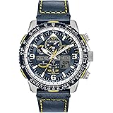 Citizen Men's Eco-Drive Promaster Air Skyhawk Atomic Time Keeping Pilot Watch in Stainless Steel with Blue Leather strap, Blue Dial (Model: JY8078-01L)