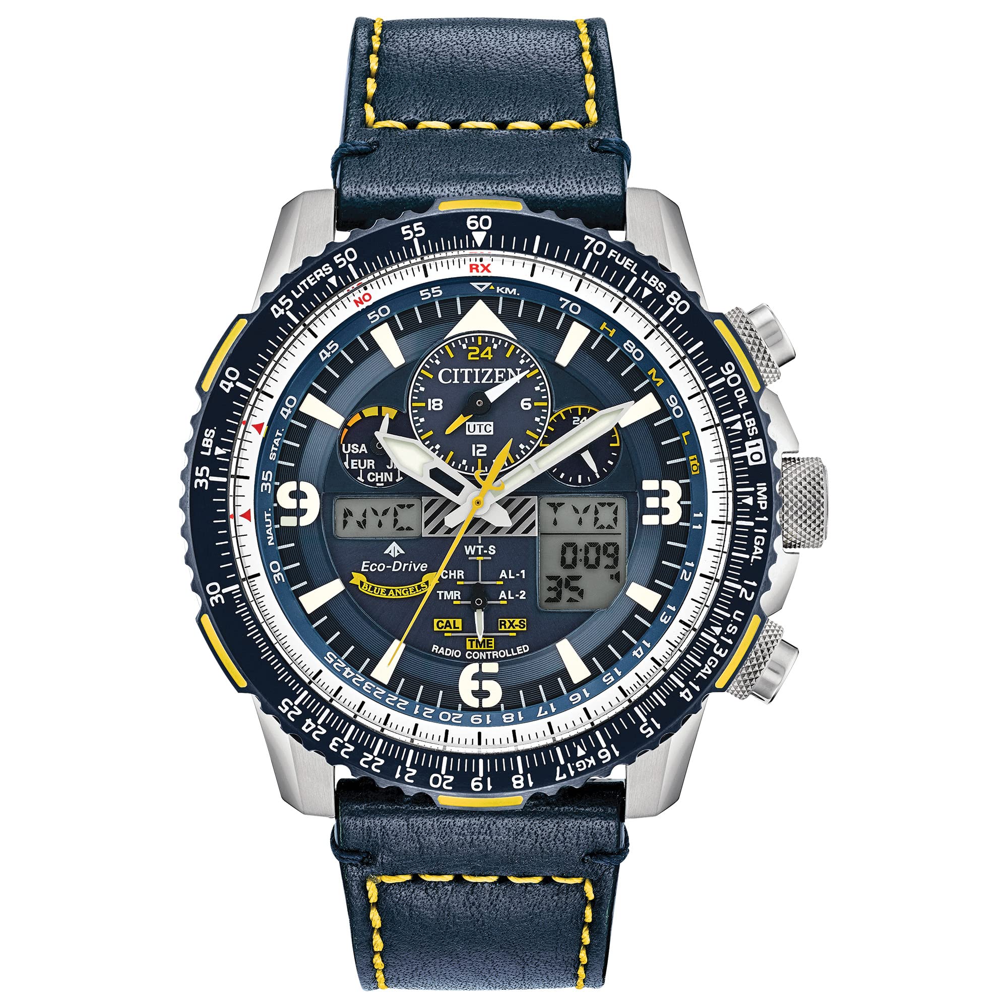 Citizen Promaster Skyhawk Homme 46mm Bracelet Cuir Eco-Drive Montre JY8078-01L
