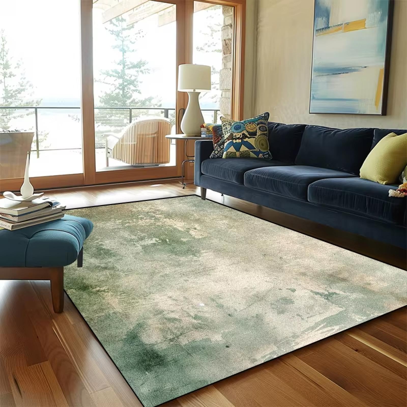 Tapis moderne vert de salon 120x180 antidérapant pour maison