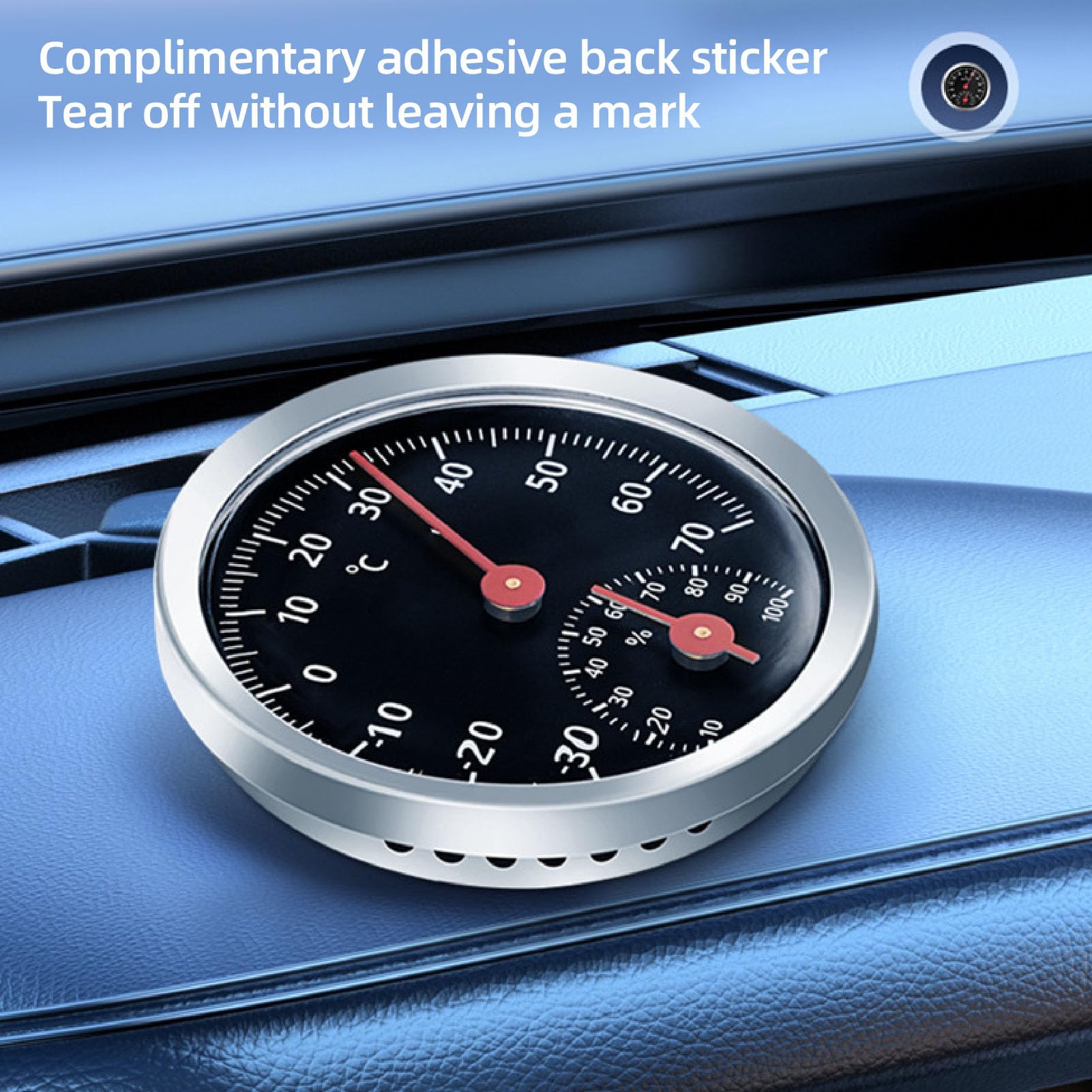 Wandthermometer Innenräume, Keine Batterie Hohe Genauigkeitsauto -Thermometer Hygrometer für Autowagen Kühlschrank Drinnen