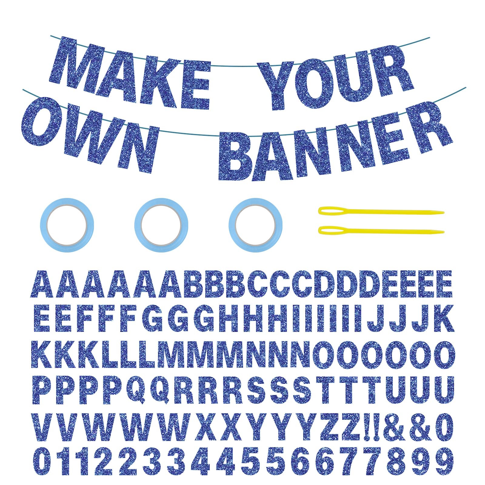 Alaoo Happy Birthday Banner Party Decorations, Dark Blue Glitter
