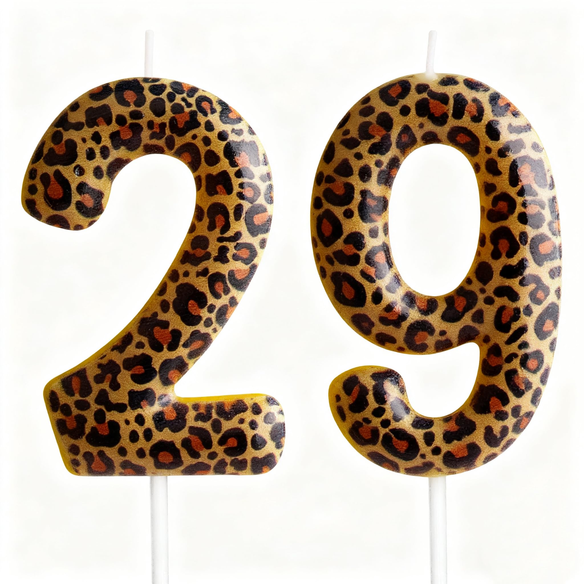 Yiran Leopard Print Birthday Candles Number 21, Realistic Leopard Printing Birthday Number Candles, Wild Onez Zoo Animals Themed Candle Cake for Boys and Girls Gifts Anniversary Party Supplies — view 19