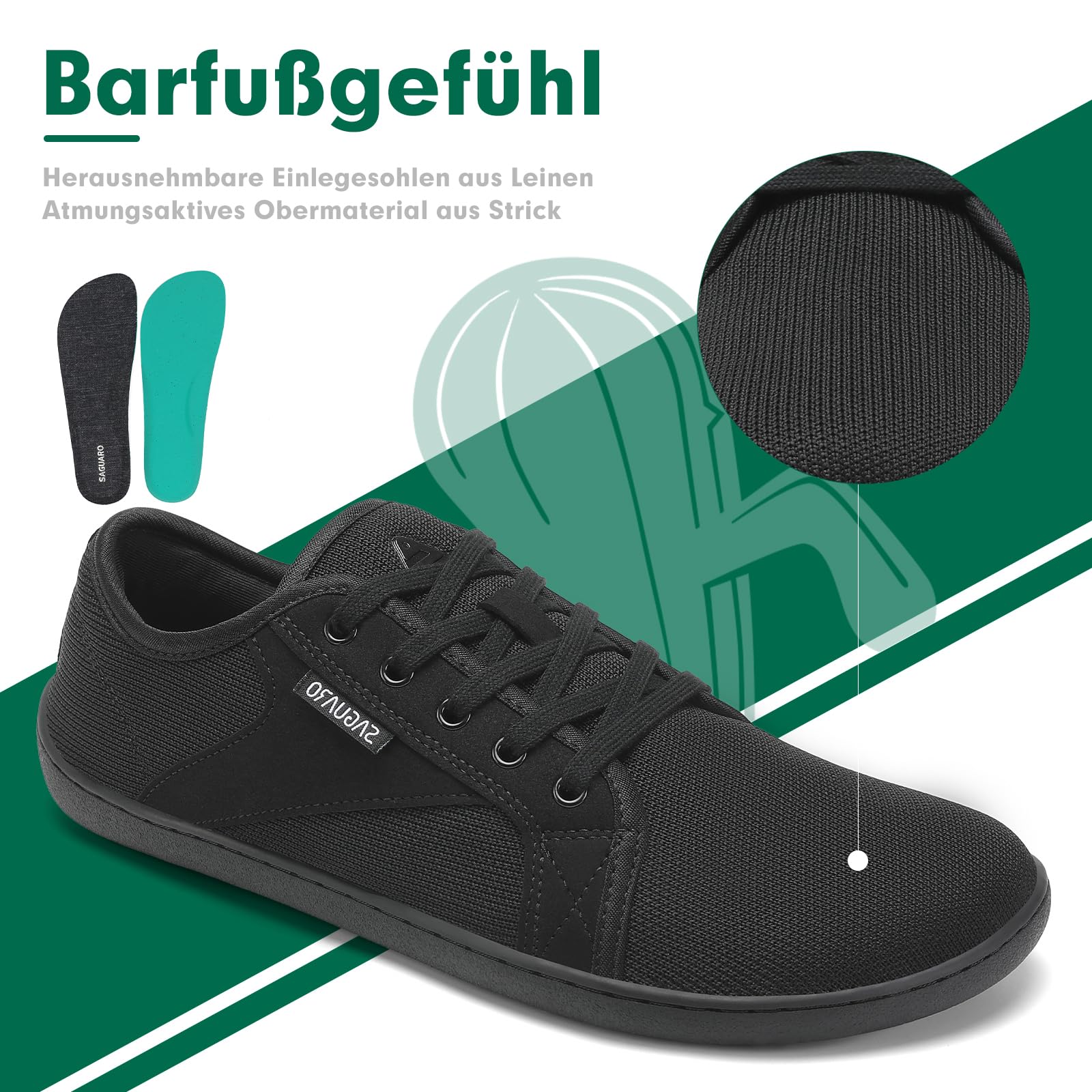 SAGUARO Unisex Knit Barfußschuhe mit Breiter Zehenbox und Zero-Drop Solhe, Luck Ⅰ, Gr. 36-48