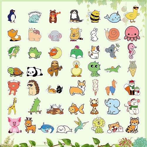 Miniatura 3 de Dorgua 100 calcomanías de animales bonitos, calcomanías de vinilo de animales no repetitivos, calcomanías de animales lindos impermeables para