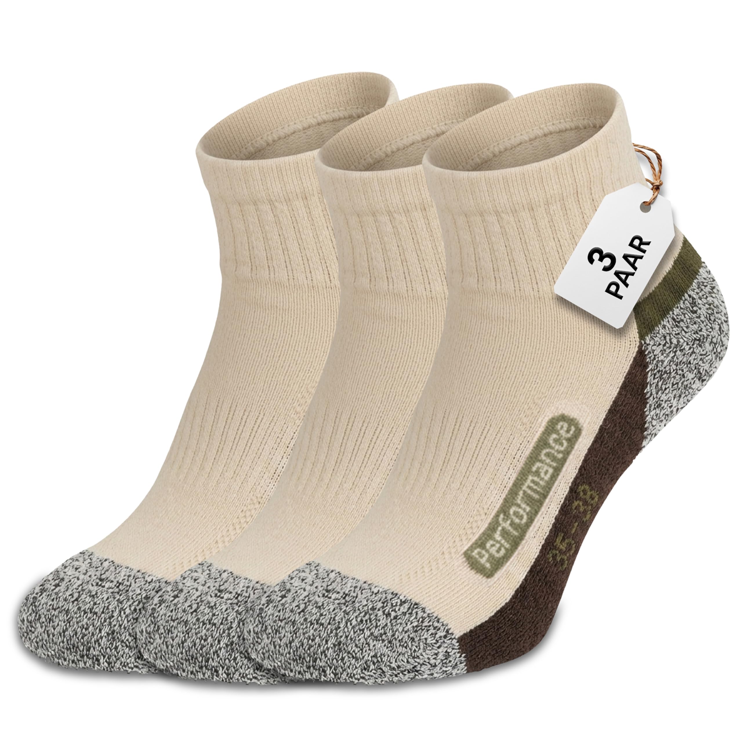 Fiera Besa Trekking Socken Unisex – Wandersocken aus Baumwolle für Damen & Herren – Atmungsaktive Outdoor Socken, Hiking Socken, Knöchelhohe, Bequeme Sportsocken mit Verstärkter Ferse & Spitze