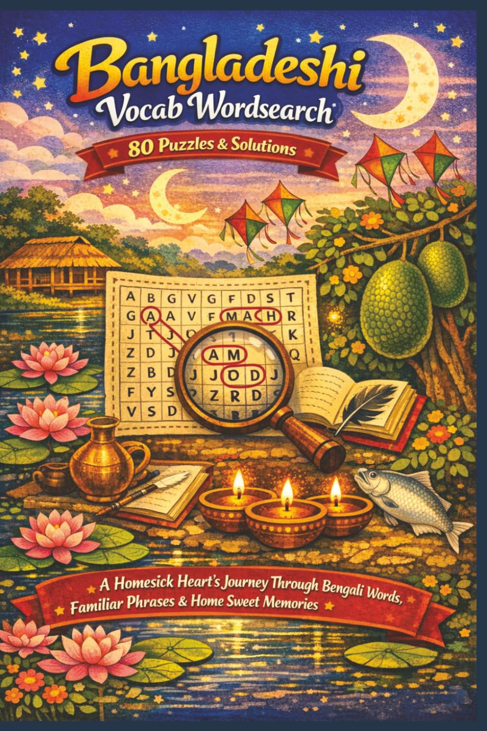 Bangladeshi Vocab Wordsearch 80 Puzzles & Solutions: A Homesick Heart’s Journey Through Bengali Words, Familiar Phrases & Home Sweet Memories (Rohim's Royal Bengal Puzzlers)