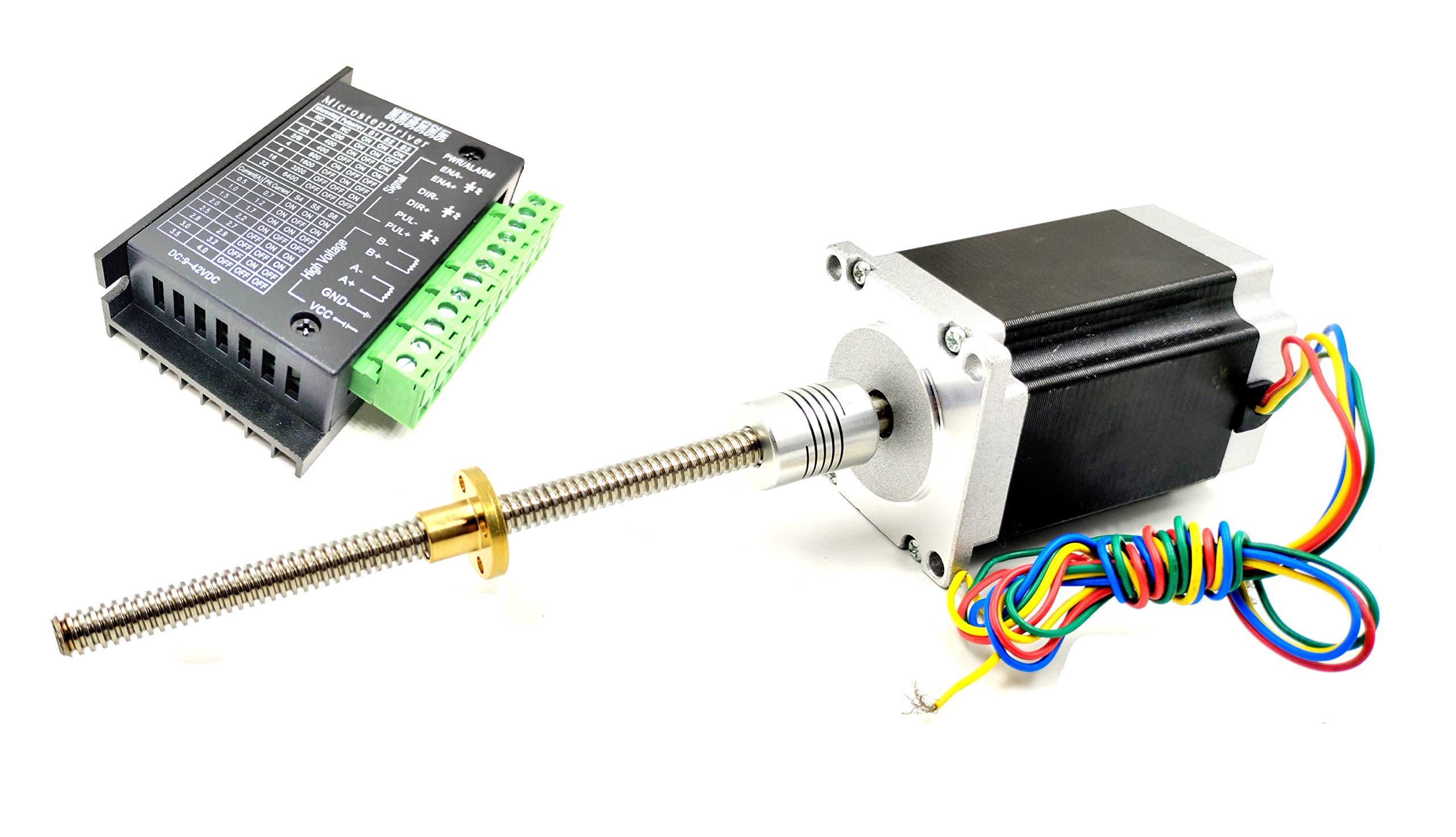 INVENTO 1pcs TB6600 Stepper Driver + Nema 23 25 Kg-cm Stepper Motor + Flexible coupling + 150mm (0.15 mtr) 8mm T8 TR8 2mm Pitch Lead Screw + Brass Nut-picture-24