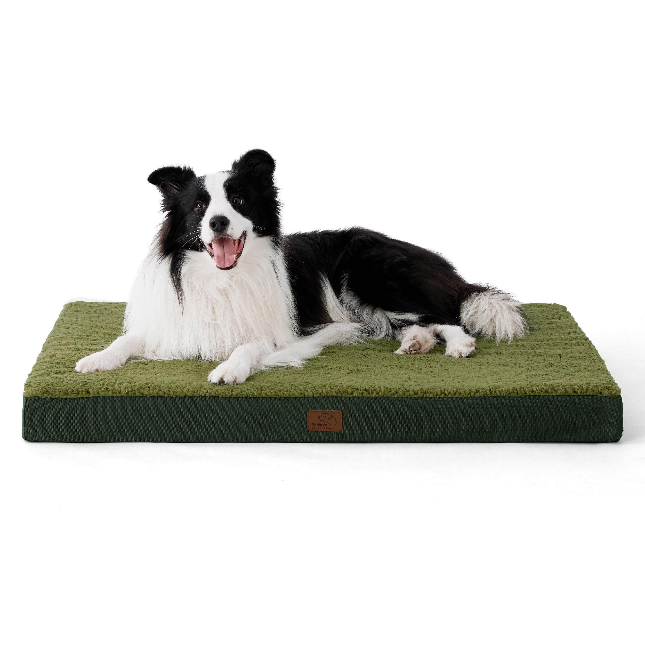 Bedsure Cuscino per Cane Gande - Materassino per Cani Taglia Grande Interno Cuscino Cane Sfoderabile Lavabile 91x69x7.6 cm, Verde